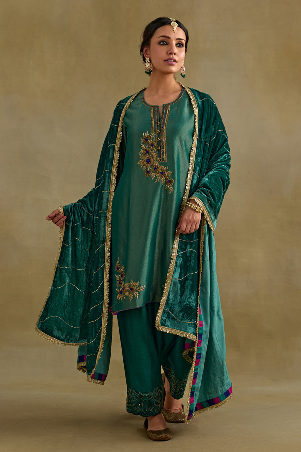 Heer Green Short Kurta Salwar Set
