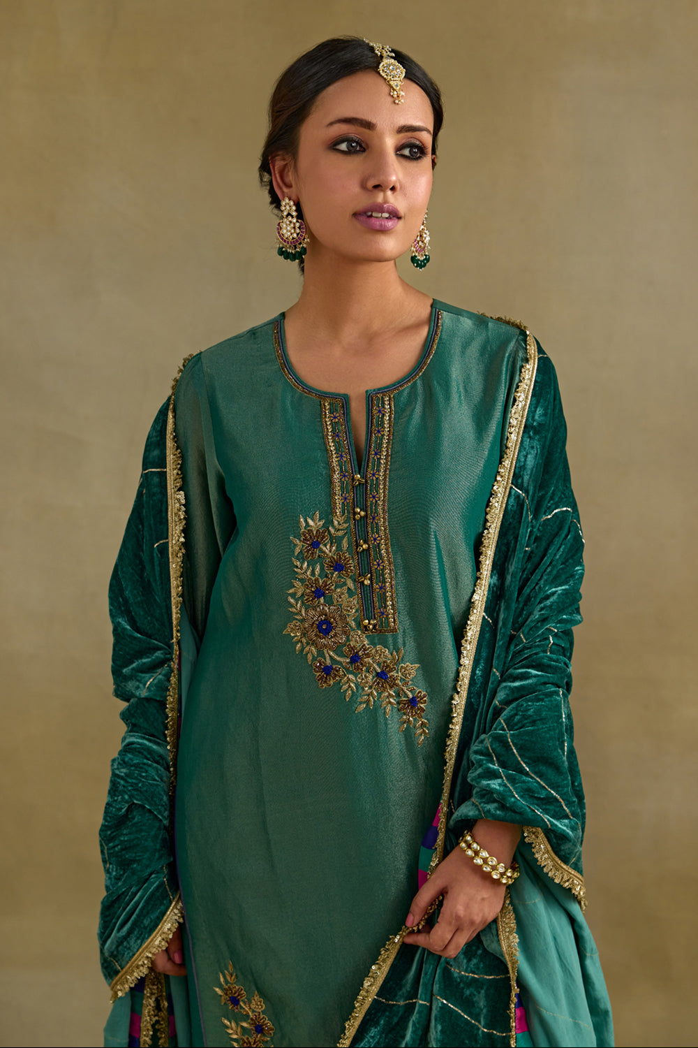 Heer Green Short Kurta Salwar Set