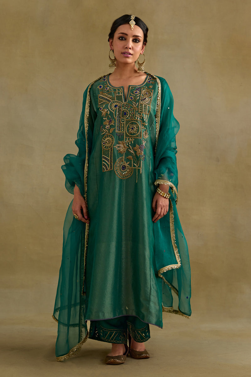 Amber Green Phiran Style Kurta Set