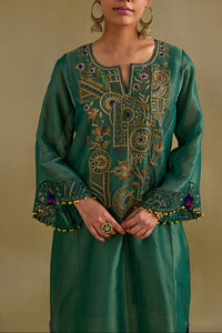 Amber Green Phiran Style Kurta Set