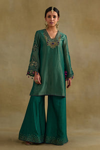 Prisha Green Short Kurta Garara Set