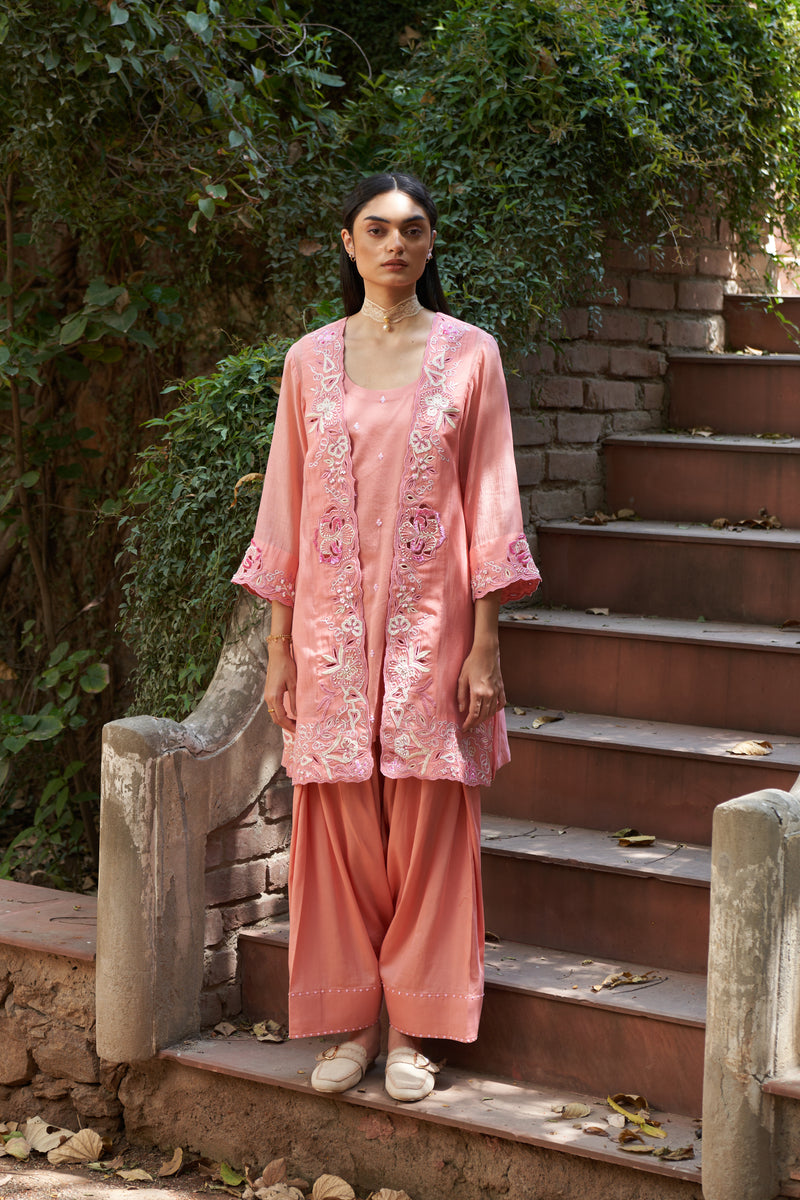 Carnation kurta set with farshi salwar