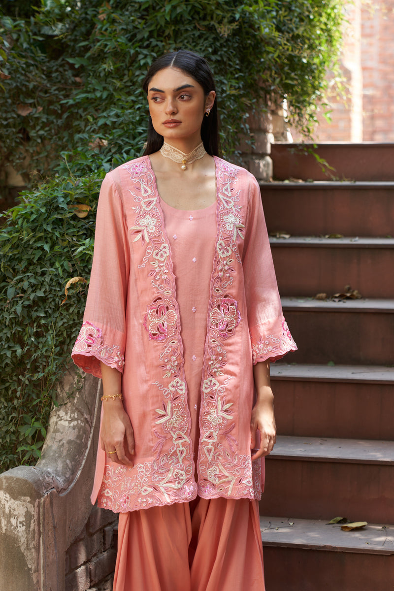 Carnation kurta set with farshi salwar
