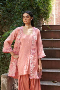 Carnation kurta set with farshi salwar