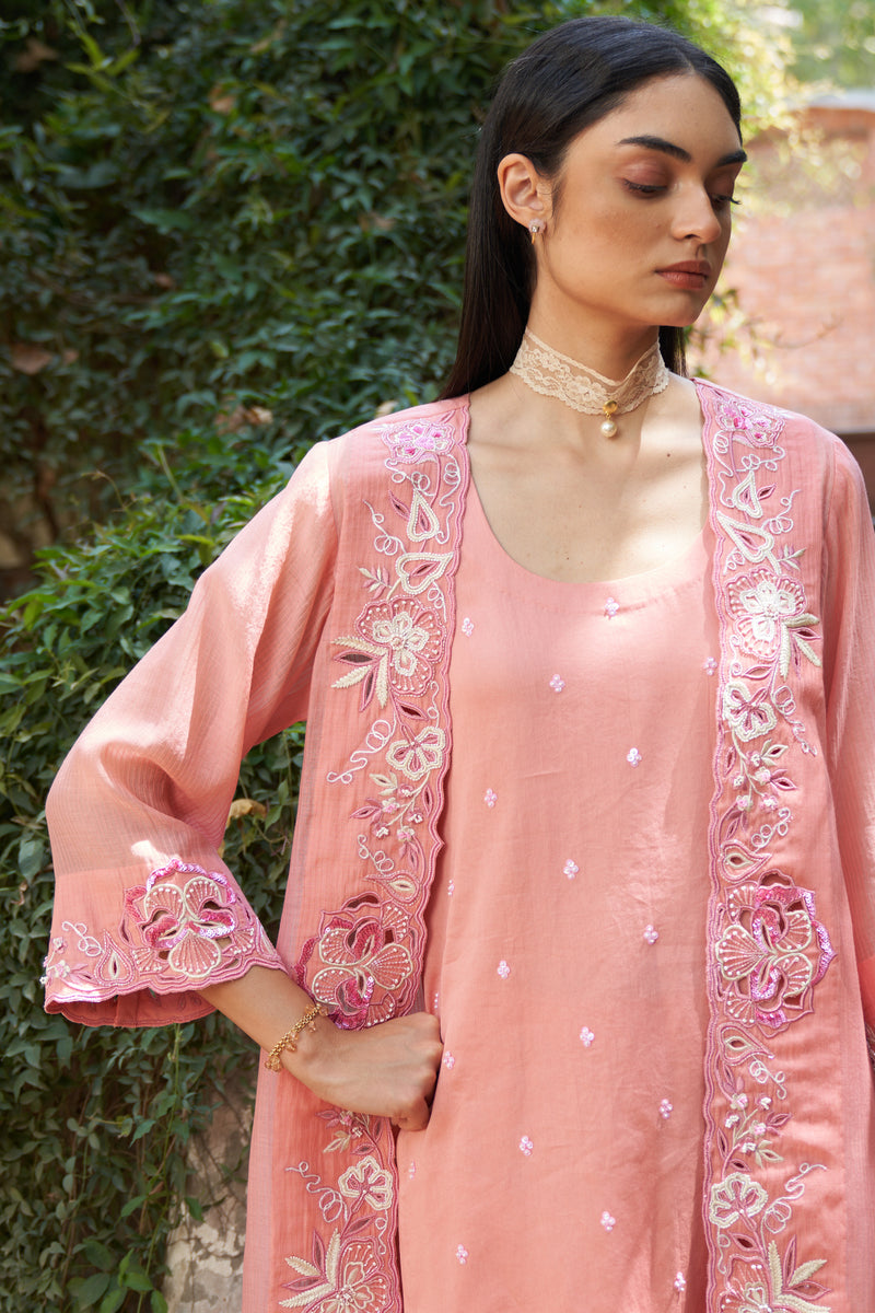 Carnation kurta set with farshi salwar